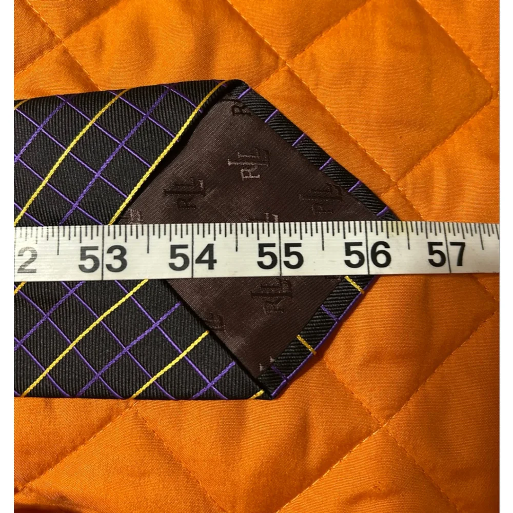 Lauren Ralph Lauren Men's Black Plaid 100% Silk Tie
